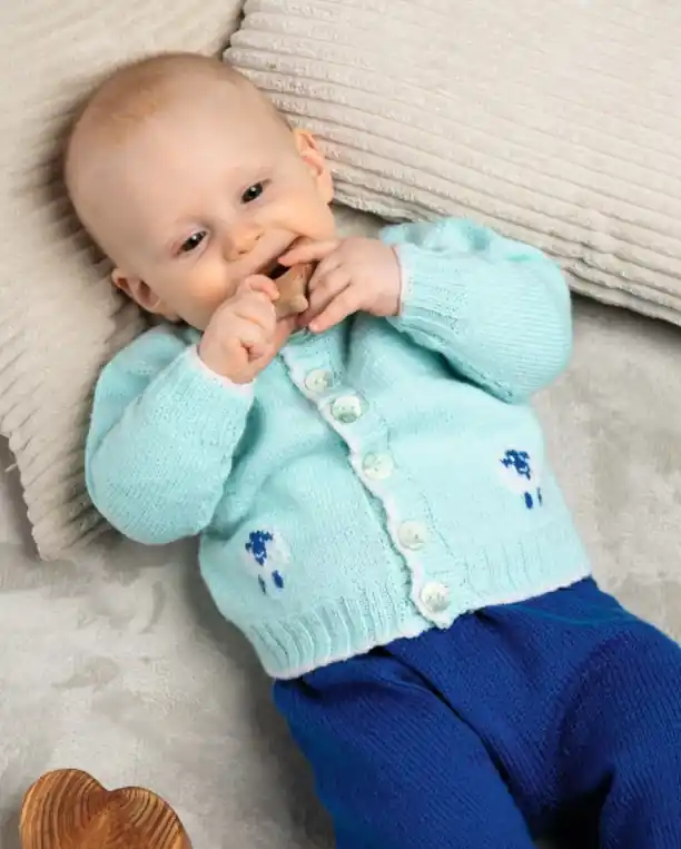 Must-Have Jäckchen mit Schäfchen aus Pro Lana Baby Merino Soft