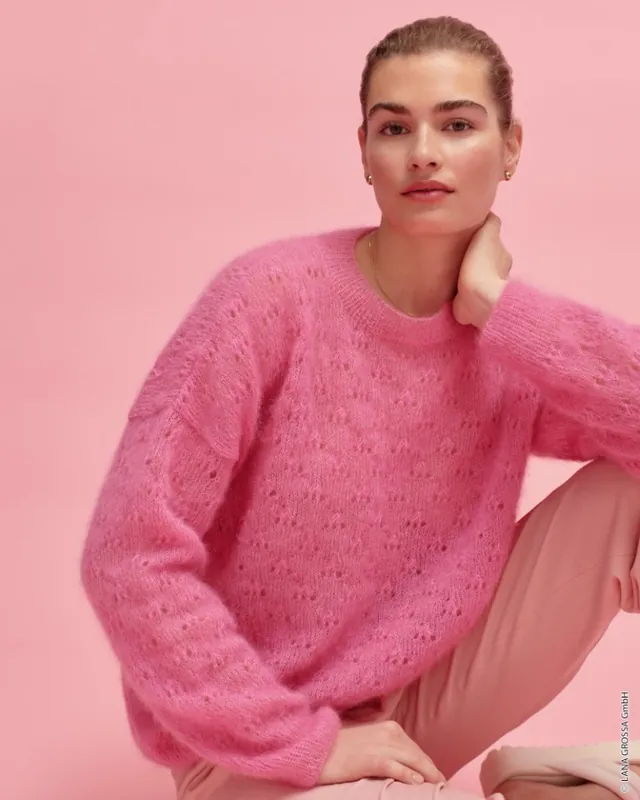 Schnäppchen Flauschiger Ajourpulli aus Silkhair