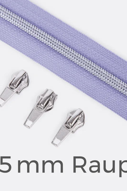 Expressversand Reißverschluss Metallisiert Silber 6,5mm Helles Flieder D268