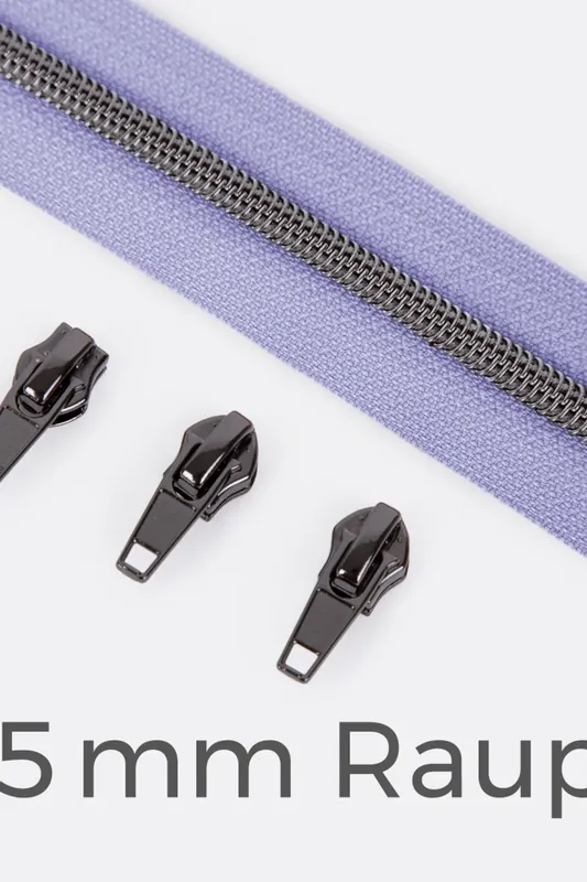 Gratis Versand Gunmetal Reißverschluss 6,5mm Helles Flieder D268 3m lang