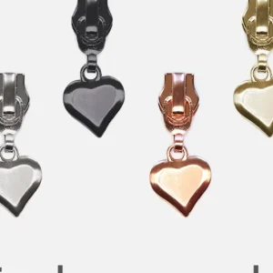 Weltweiter Versand Zipper mit Herz-Anhänger für 4mm Raupe 4 Stück