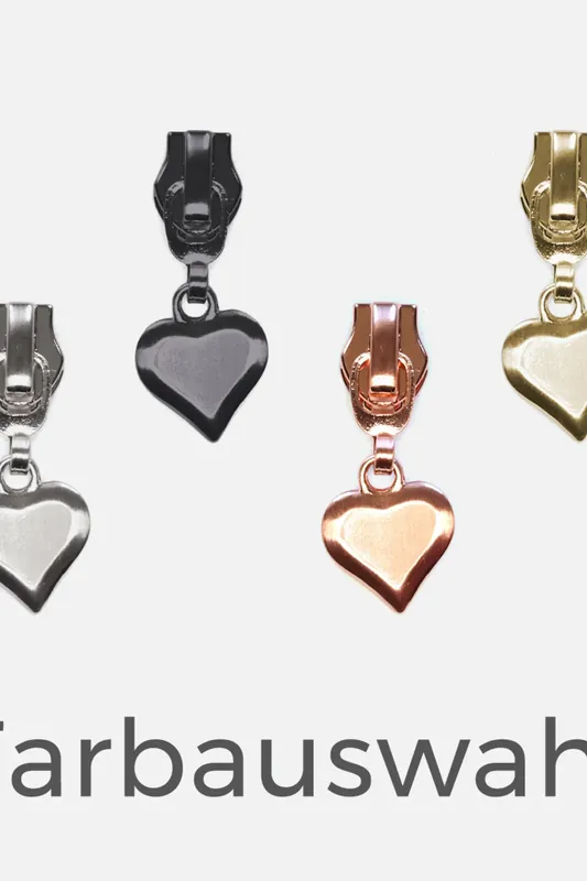 Weltweiter Versand Zipper mit Herz-Anhänger für 4mm Raupe 4 Stück
