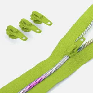 Hochwertig Regenbogen Reißverschluss 4mm Raupe Apfelgrün B44 3 m lang
