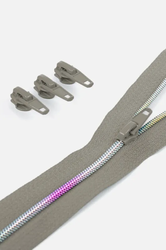 Regenbogen Reißverschluss 4mm Raupe Mausgrau B24 3m lang Wochenendangebot