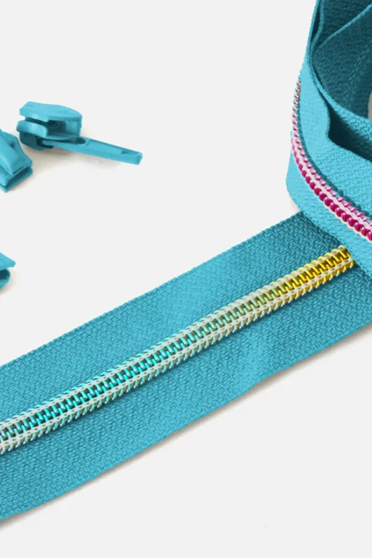 Ab Werk Regenbogen Reißverschluss 6,5mm Raupe Türkisblau B46 3m lang