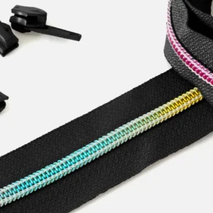 Aktuell Regenbogen Reißverschluss 6,5mm Raupe Schwarz B5 3m lang