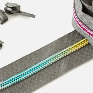 Kostenloser Rückversand Regenbogen Reißverschluss 6,5mm Raupe Mausgrau B24 3m lang