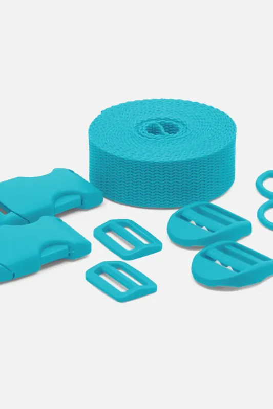 Ausverkauf Kunststoff Zubehör Set mit 3m Gurtband Türkisblau B46