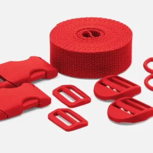 Knallerangebot Kunststoff Zubehör Set mit 3m Gurtband Blutrot B54
