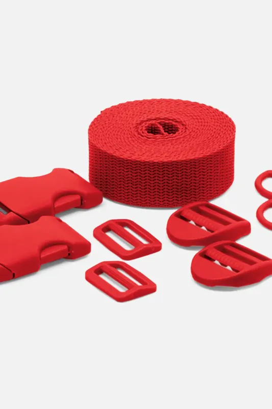 Knallerangebot Kunststoff Zubehör Set mit 3m Gurtband Blutrot B54