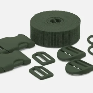 Kunststoff Zubehör Set mit 3m Gurtband Dunkelgrün D190 Solange Der Vorrat Reicht