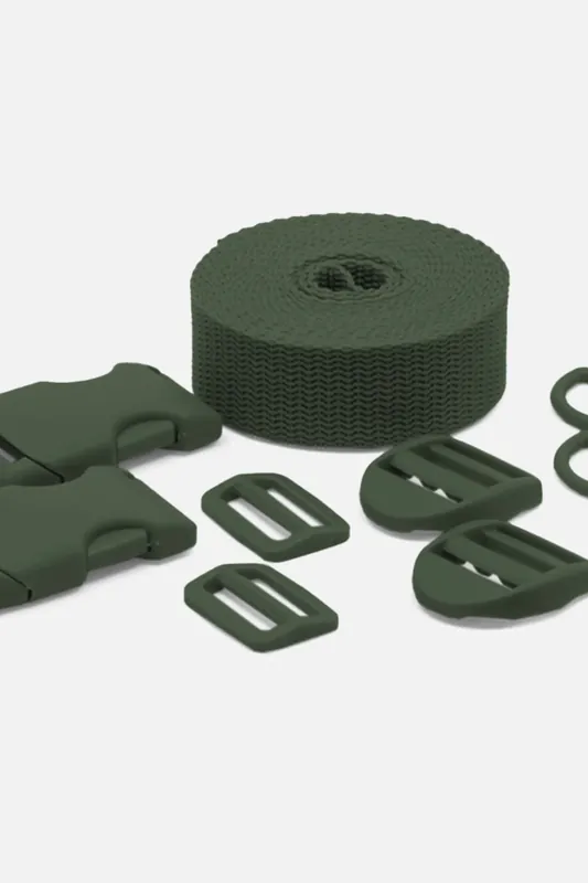 Kunststoff Zubehör Set mit 3m Gurtband Dunkelgrün D190 Solange Der Vorrat Reicht