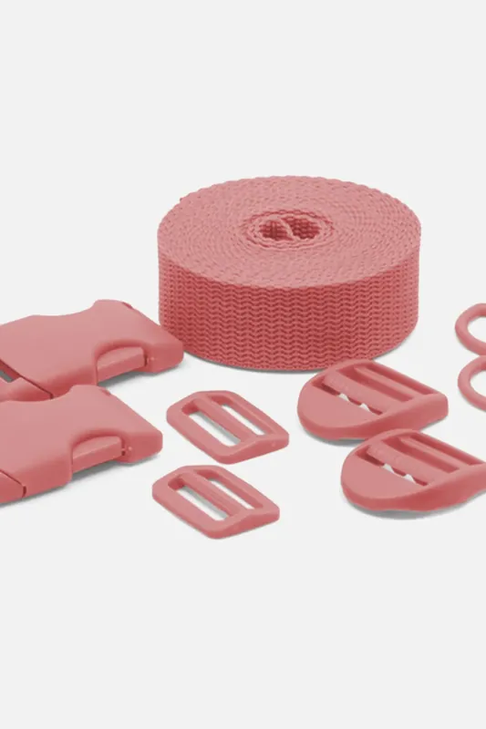 Solange Der Vorrat Reicht Kunststoff Zubehör Set mit 3m Gurtband Altrosa D213