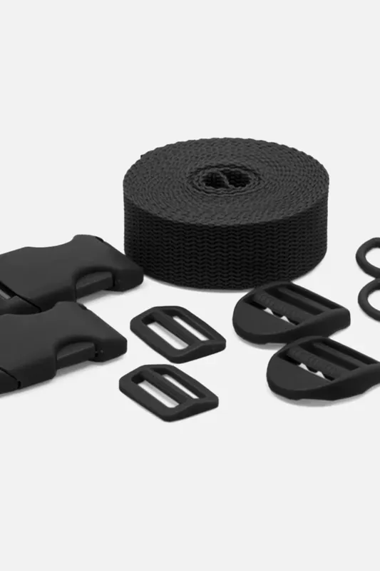 Kunststoff Zubehör Set mit 3m Gurtband Schwarz B5 Rabatt