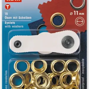Schnäppchen PRYM Ösen mit Scheiben & Werkzeug Gold 11mm