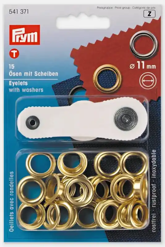 Schnäppchen PRYM Ösen mit Scheiben & Werkzeug Gold 11mm