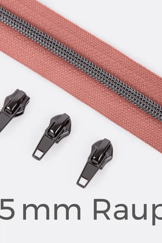 Top-Preis Reißverschluss Gunmetal 6,5mm Altrosa D213 3m lang