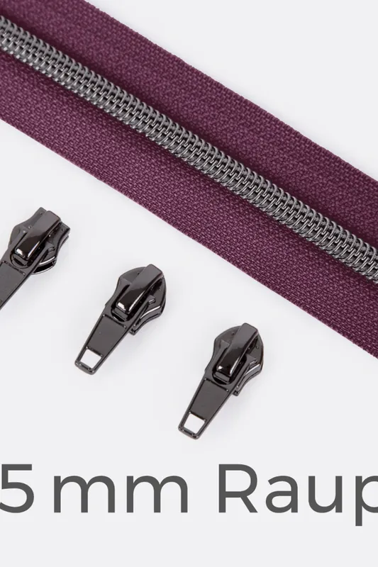 Echt Reißverschluss Gunmetal 6,5mm Beere D230 3m lang