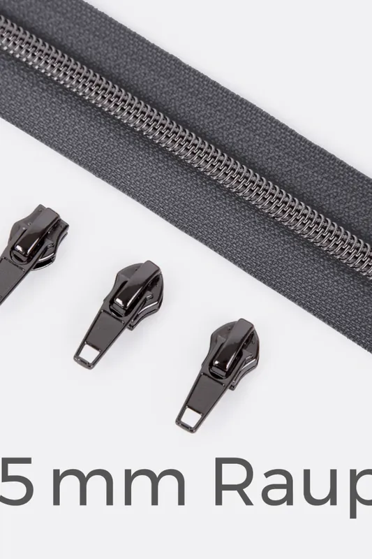 Reißverschluss Gunmetal 6,5mm Dunkelgrau D306 3m lang Mengenrabatt