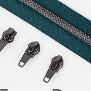 Preisreduziert Reißverschluss Gunmetal 6,5mm Petrol D103 3m lang