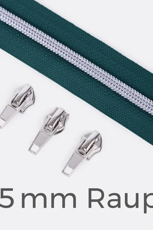 Top-Angebot Reißverschluss Metallisiert Silber 6,5mm Petrol D103