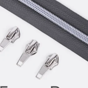 Reißverschluss Metallisiert Silber 6,5mm Dunkelgrau D306 Preisknaller