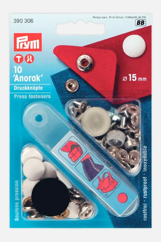 Anorak Druckknöpfe Weiß 15mm Geld-Zurück-Garantie