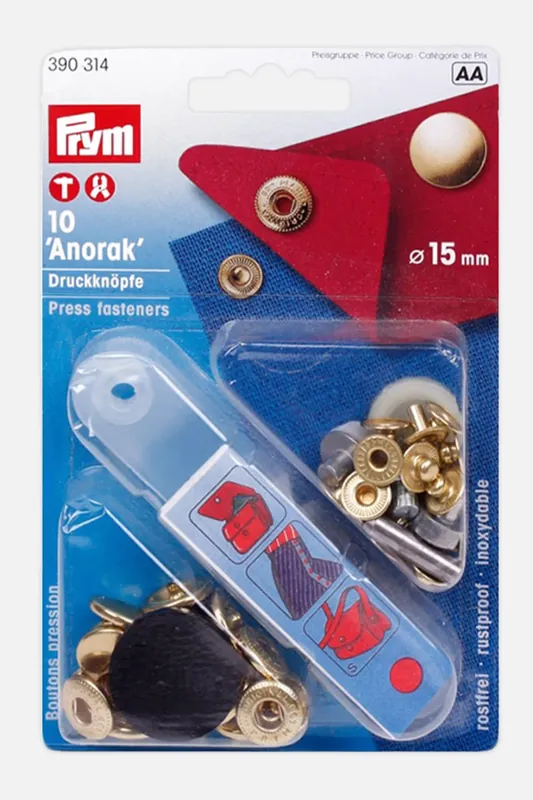 Anorak Druckknöpfe Gold 15mm Neue Kollektion