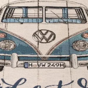 Handgefertigt Canvas Panel "VW Bulli-Life is an adventure" Beige Multicolor