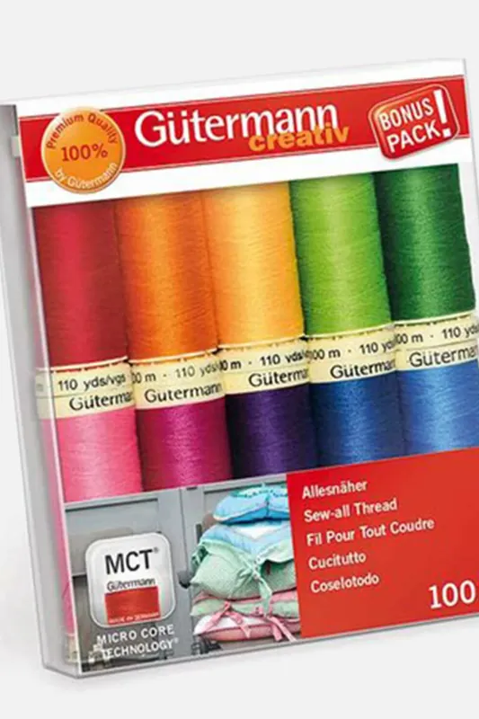 Super-Preis Nähfaden-Set Allesnäher Regenbogen 10x100m