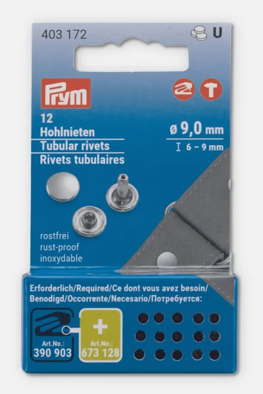 Weltweiter Versand PRYM Hohlnieten Silber 9mm 6-9mm Höhe
