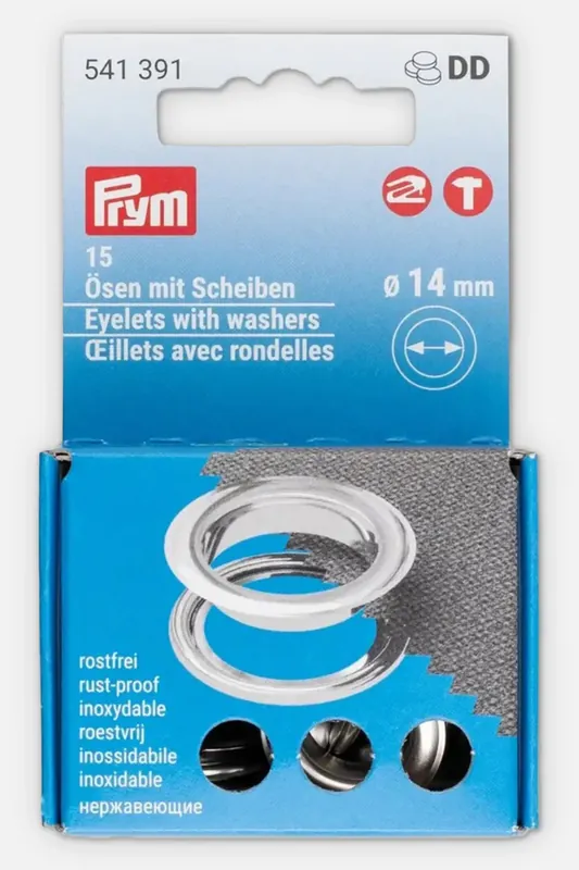 PRYM Ösen mit Scheiben Silber 14mm Neue Ware