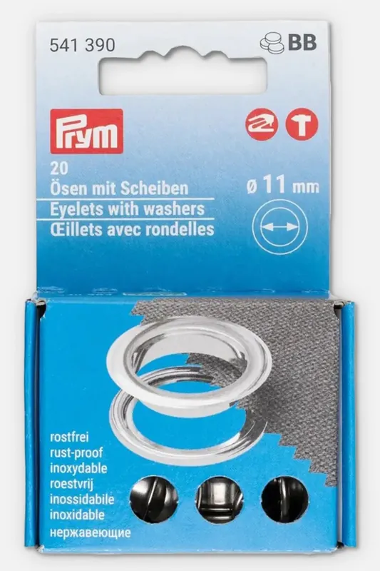 PRYM Ösen mit Scheiben Silber 11mm Direkt Vom Hersteller