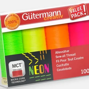 Markenware Nähfaden-Set Allesnäher Neon 4x100m