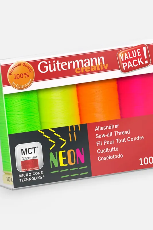 Markenware Nähfaden-Set Allesnäher Neon 4x100m