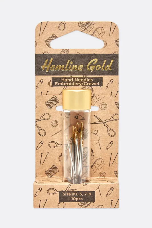 Neue Ware Handsticknadeln goldenes Öhr 10 Stück