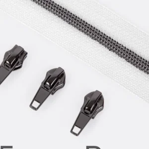 Garantierte Lieferung Reißverschluss Gunmetal 6,5mm Weiß B3 3m lang