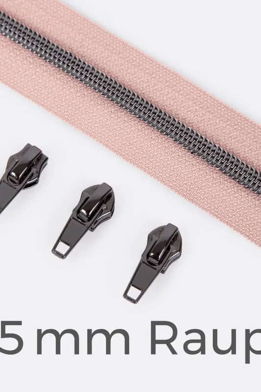 Sonderangebot Reißverschluss Gunmetal 6,5mm Nude D209 3m lang