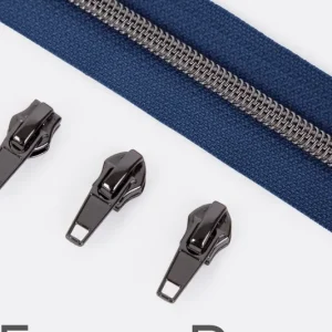 Reißverschluss Gunmetal 6,5mm Marine D40 3m lang Neu Im Sortiment