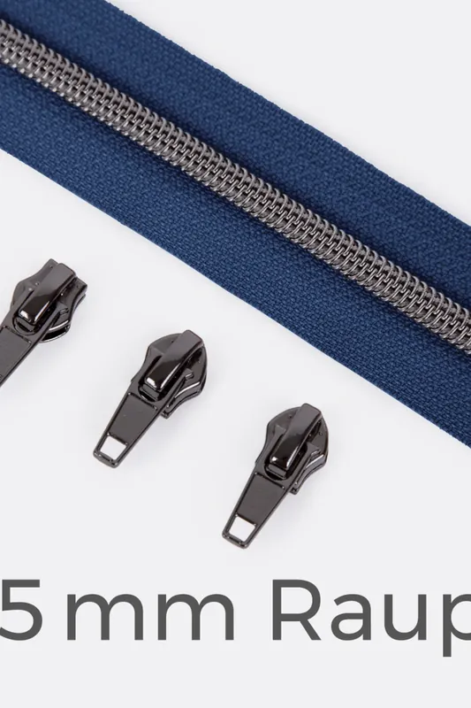 Reißverschluss Gunmetal 6,5mm Marine D40 3m lang Neu Im Sortiment