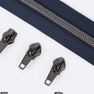 Reißverschluss Gunmetal 6,5mm Indigo D196 3m lang Hochwertig