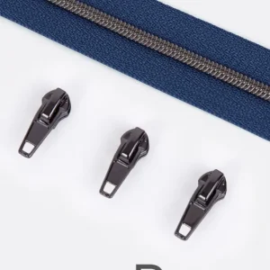 Großhandel Reißverschluss Gunmetal 4mm Marine D40 1m lang