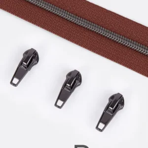 Reißverschluss Gunmetal 4mm Braun B26 1m lang Weltweiter Versand