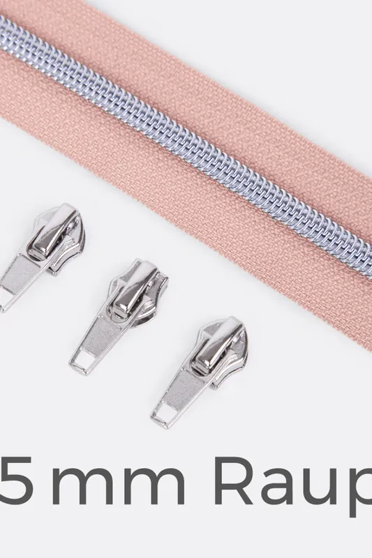 Highlight Reißverschluss Metallisiert Silber 6,5mm Nude D209