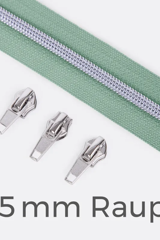 Expressversand Reißverschluss Metallisiert Silber 6,5mm Mint D250