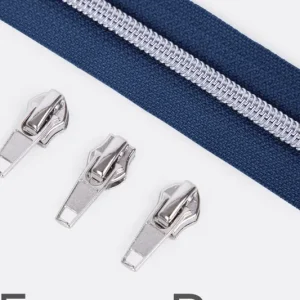 Top-Angebot Reißverschluss Metallisiert Silber 6,5mm Marine D40