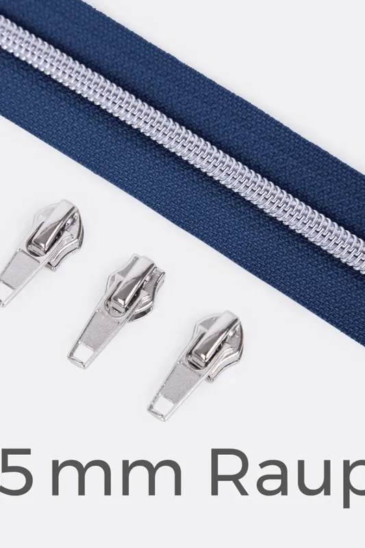 Top-Angebot Reißverschluss Metallisiert Silber 6,5mm Marine D40