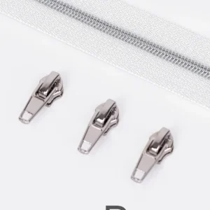 Super-Preis Reißverschluss Silber 4mm Weiß B3 1m lang