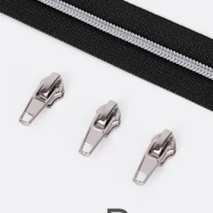 Neue Kollektion Reißverschluss Silber 4mm Schwarz B5 1m lang