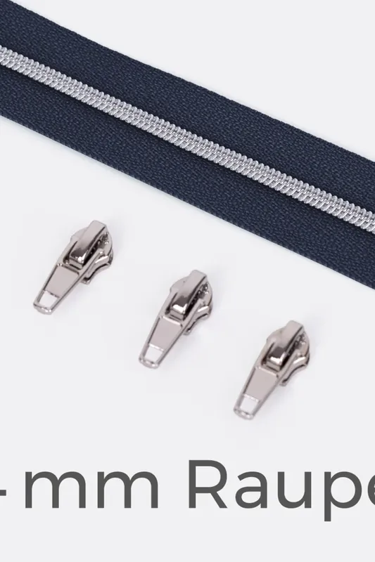 Reißverschluss Silber 4mm Indigo D196 1m lang Günstig